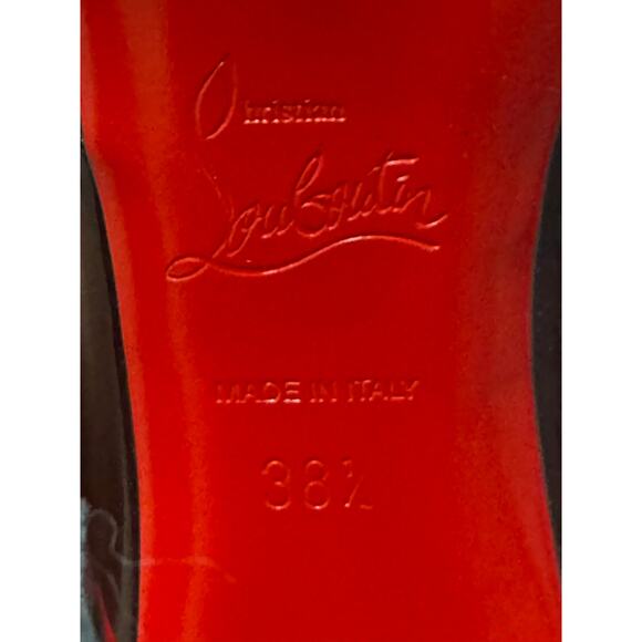 Christian Louboutin Burgundy patent Leather Peep toe Pump sz IT 38.5 - Picture 7 of 11